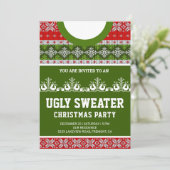 Red Green Funny Tacky Ugly Sweater Weihnachts-Part Einladung (Stehend Vorderseite)