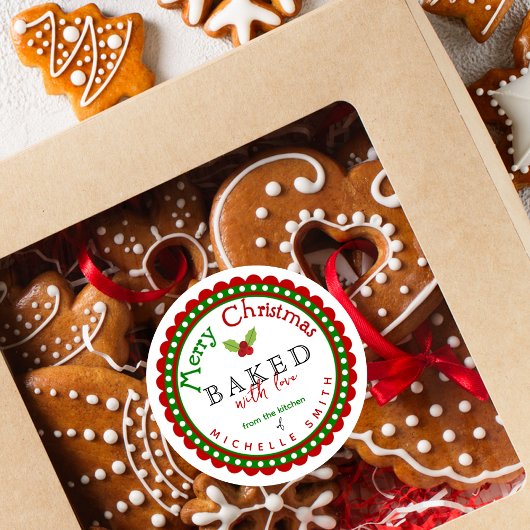 Red Green gebacken mit Liebe frohe Weihnachten Runder Aufkleber