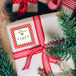 Red Green gebacken mit Liebe Weihnachten Quadratischer Aufkleber