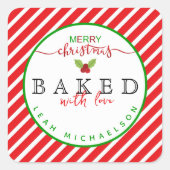 Red Green gebacken mit Liebe Weihnachten Quadratischer Aufkleber (Vorderseite)