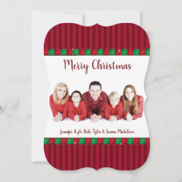 Red & Green Gemis Holiday Custom Foto & Greetings Feiertagskarte