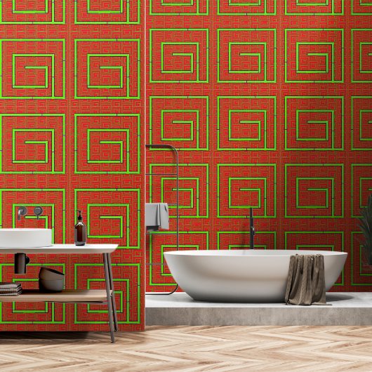 Red Green Geo Tapete (Badezimmer)