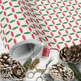 Red Green Geometric Christmas Red mit Caramel Piec Geschenkpapier