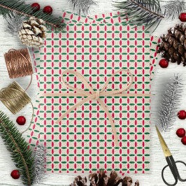 Red Green Geometric Christmas Red mit Caramel Piec Geschenkpapier Set