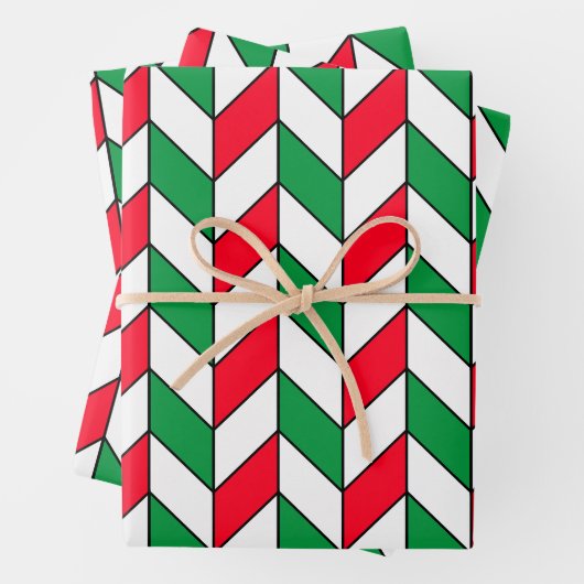 Red Green Geometric Muster Geschenkpapier Set (Beispiel)