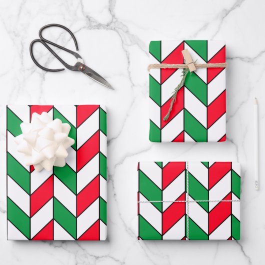 Red Green Geometric Muster Geschenkpapier Set (Vorderseite)