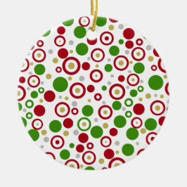 Red Green Geometric Name Two Side Keramik Ornament