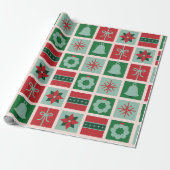 Red Green Geometric Style in Weihnachten Geschenkpapier (Ungerollt)
