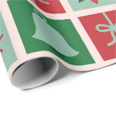 Red Green Geometric Style in Weihnachten Geschenkpapier (Rolleneckpunkt)