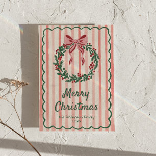 Red Green Gezeichnet Wreath Bow Weihnachten Non-Fo