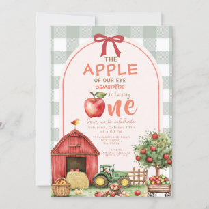 Red Green Gingham Apple Watercolor zum ersten Mal  Einladung