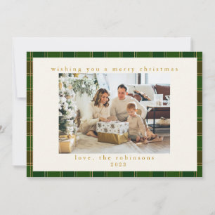 Red Green Gingham Kariert Custom Foto Christmas Feiertagskarte