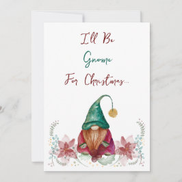 Red Green Gnome Holly Berry Poinsettia Aquarell Einladung