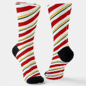Red Green & Gold Candy Cane Stripes Weihnachten Socken (Gewinkelt)