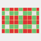 Red Green & Gold Checkered Muster Geschenkpapier Set (Vorderseite)