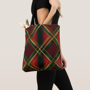 RED GREEN GOLD CHRISTMAS URLAUB KARIERTE MUSTER TASCHE