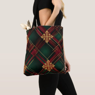 RED GREEN GOLD CHRISTMAS URLAUB KARIERTE MUSTER TASCHE