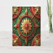 Red Green Gold Decorative Holiday Card Karte (Vorderseite)
