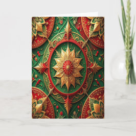 Red Green Gold Decorative Holiday Card Karte