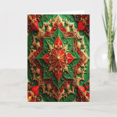Red Green Gold Decorative Holiday Card Karte (Vorderseite)