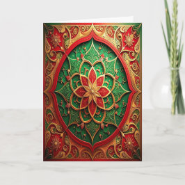 Red Green Gold Decorative Holiday Card Karte