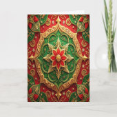 Red Green Gold Decorative Holiday Card Karte (Vorderseite)