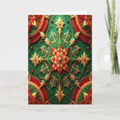Red Green Gold Decorative Holiday Card Karte (Vorderseite)