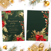 Red Green Gold Elegantes Weihnachtsfest Party Einladung
