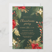 Red Green Gold Elegantes Weihnachtsfest Party Einladung (Vorderseite)