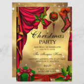 Red Green Gold festliche Weihnachtsfeiertage Einla Einladung (Vorne/Hinten)