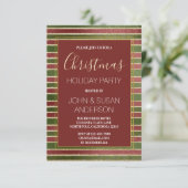 Red Green - Gold Foil Weihnachtsfeier Party Einlad Einladung (Stehend Vorderseite)