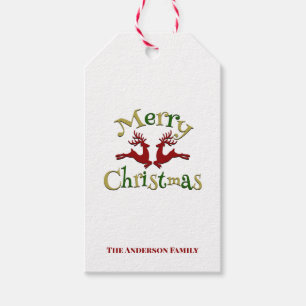Red Green Gold Frohe Weihnachtsmann Rentier Geschenkanhänger