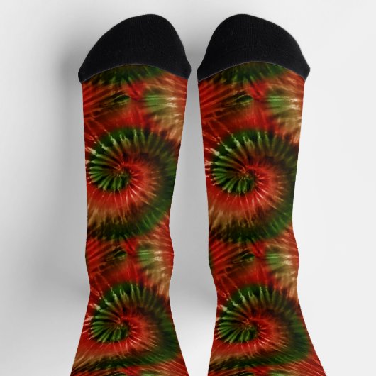 Red Green & Gold Fun Retro Gefärbte Krawatte Spira Socken (Oben)