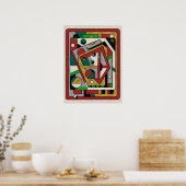 Red Green & Gold Geometric Abstrakt Poster (Küche)