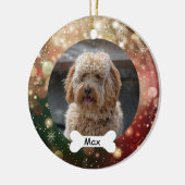 Red Green Gold Glitzer Custom Pet Puppy Dodge Foto Keramik Ornament (Links)