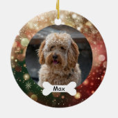 Red Green Gold Glitzer Custom Pet Puppy Dodge Foto Keramik Ornament (Hinten)