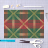 RED GREEN GOLD HOLIDAY CHRISTMAS PLAID PATTERN SEIDENPAPIER (Handwerk)