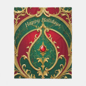 Red Green Gold Holiday Fleece Blanket (Vorderseite)