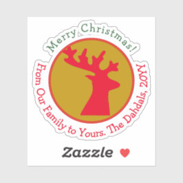 Red Green Gold Holiday für Reindeer Aufkleber