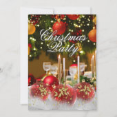 Red Green Gold Holly Baubles Christmas Party Einladung (Vorderseite)