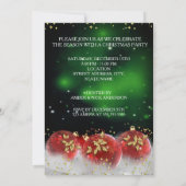 Red Green Gold Holly Baubles Christmas Party Einladung (Rückseite)