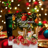 Red Green Gold Holly Baubles Christmas Party Einladung
