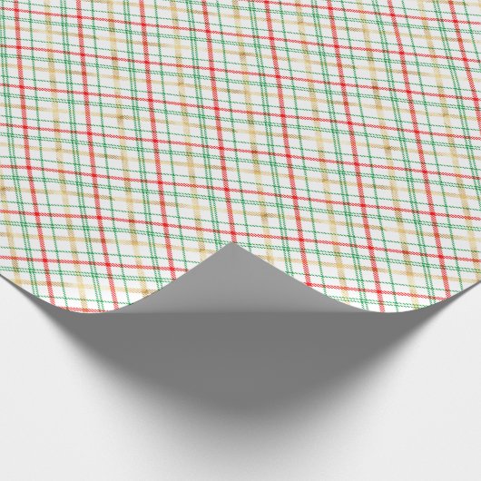 Red Green Gold Imitate Footing Christmas Geschenkpapier (Ecke)