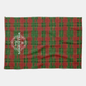 Red Green Gold Kariert Tartan Christmas Monogram Geschirrtuch (Horizontal)