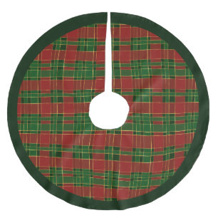 Red Green Gold Karierte Patchage Polyester Weihnachtsbaumdecke