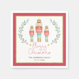 Red Green Gold Nutcracker Weihnachtsfeier Serviette