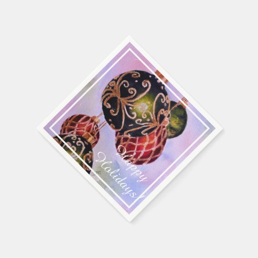 Red Green Gold Ornaments Weihnachts-Party Serviette (Ecke)