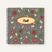 Red Green Gold Pasta auf Gray Cook Journal Notizblock (Vorderseite)