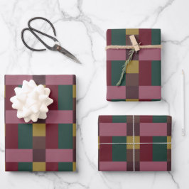 Red Green Gold Pink Brown Color Block Geschenkpapier Set