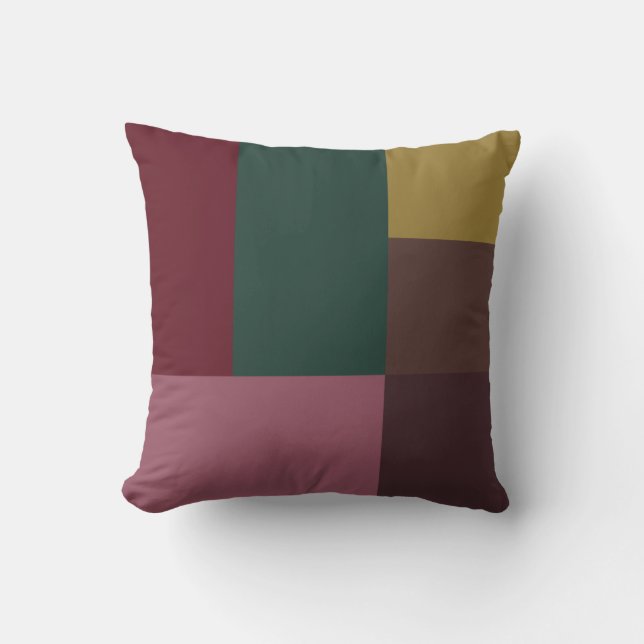 Red Green Gold Pink Brown Color Block Kissen (Vorderseite)